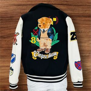 8ighth Dstrkt Sz S Varsity Jacket Men’s Carpe Diem Teddy Bear Embroidered